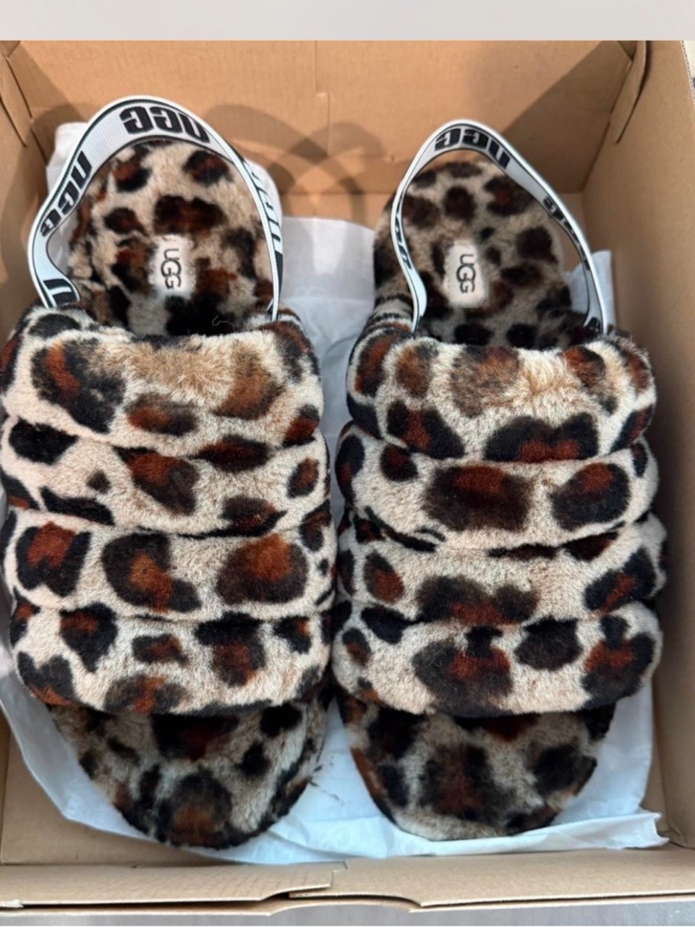 UGG Leopard Print Fluff Slide